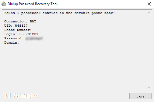Dialup Password Recovery Tool