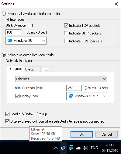 Windows 10 Network Activity Indicator full