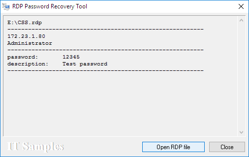 RDP Password Recovery Tool
